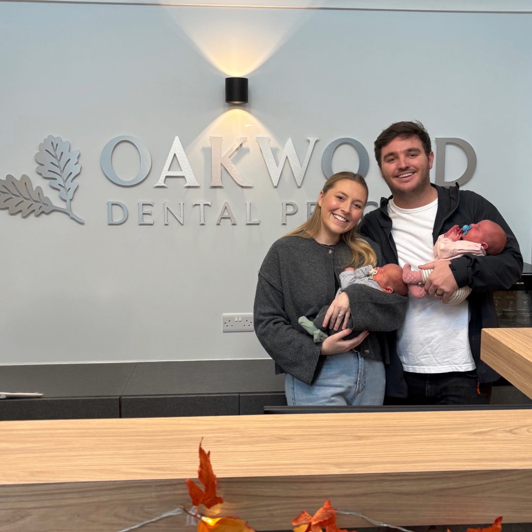 🎉 Big congratulations to George and Chloe on welcoming their beautiful twins! 👶👶💖 The whole team at Oakwood Dental Practice is overjoyed for your growing family — wishing you endless smiles, laughter, and love in this exciting new chapter! 🍼✨ 
#OakwoodFamily #Congratulations #DoubleTheJoy